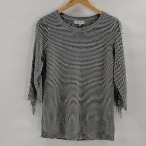 Calvin Klein ribbed sweater medium elbow sleeve with braided detail cotton